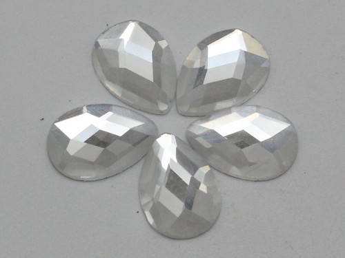 50 Clear Faceted Teardrop Flatback Glass Crystal Rhinestone Gems 13X18mm No Hole - Picture 2 of 6