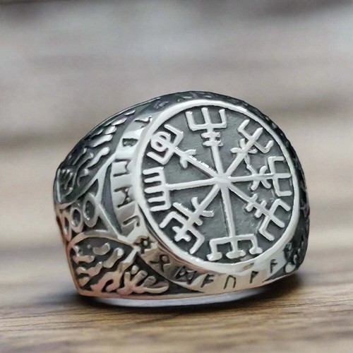 Norse Mythology Ring Nordic Viking Odin Compass Valknut Yggdrasil Amulet Jewelry - Picture 15 of 21
