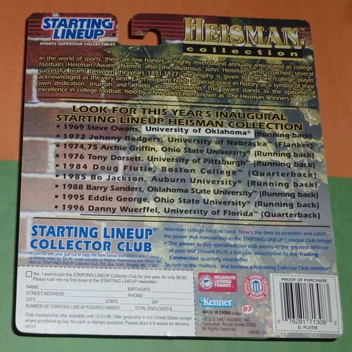 1997 DOUG FLUTIE Boston College Eagles Heisman Patriots Bills Starting Lineup - Picture 2 of 3