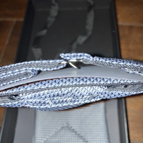 Sciarpa cravatta e tasca BARUTTI, motivo quadrato blu/argento NUOVO PREZZO AL PUBBLICO €130 designer - Foto 8 di 11