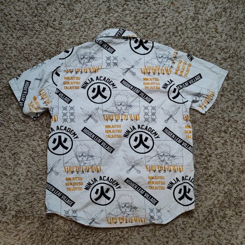 Naruto Men Sz L Shippuden Collection Short Sleeve Button Up Casual Anime Shirt - Picture 8 of 8