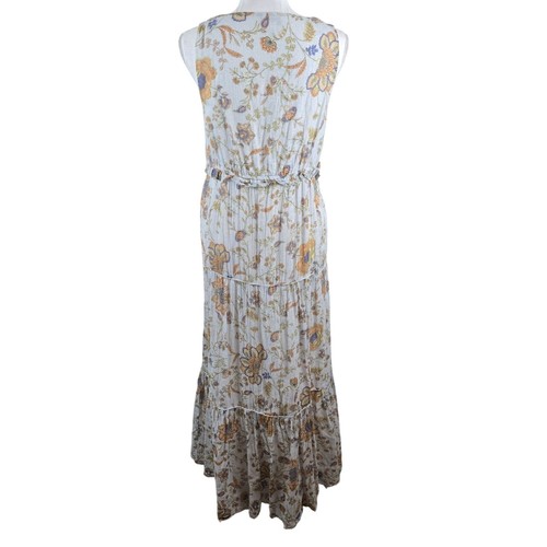 Rachel Zoe Cotton Floral Maxi Dress Womens Medium Blue Floral Cottagecore Boho - Picture 4 of 16