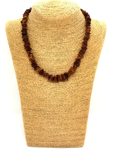 Gift Amber Necklace 47cm 18.5" Cognac Baltic Amber Beads Ladies 19,7g 18899 - Picture 6 of 14