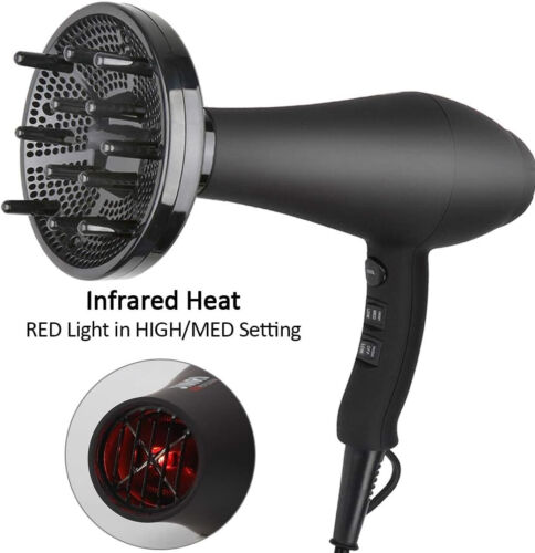 1875W Hair Dryer, Negative Ion Hair Dryer, 2 Speed and 3 Temperature Settings - Picture 5 of 7