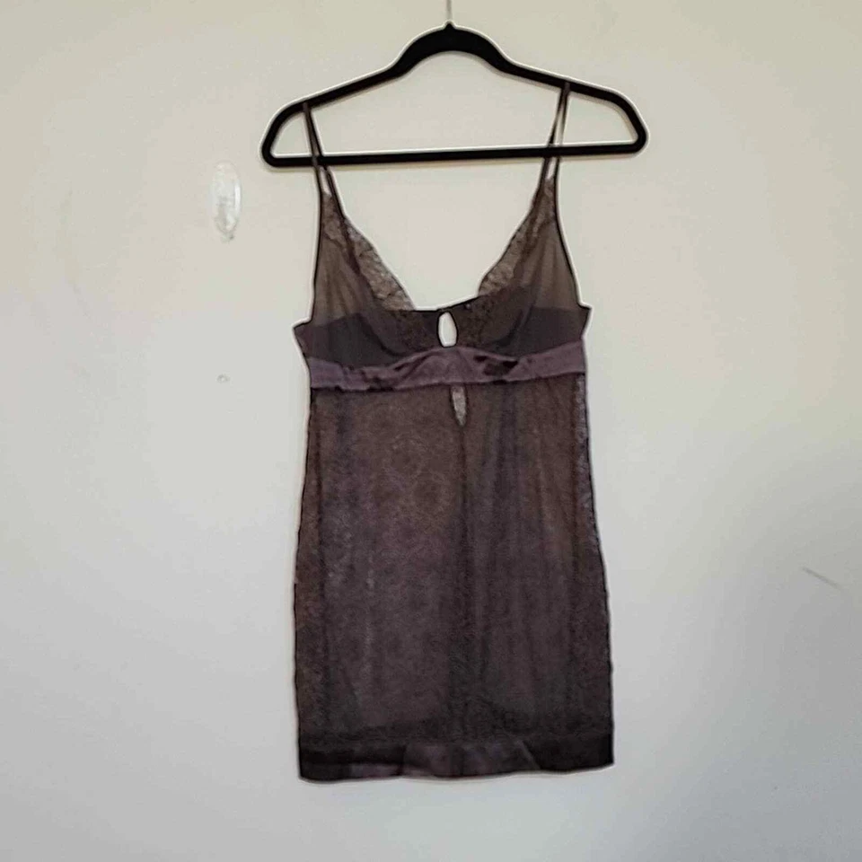 Babydoll La Perla Encaje Semi Transparente Medallón Chemise Marrón Talla 3 Foto 3 de 4