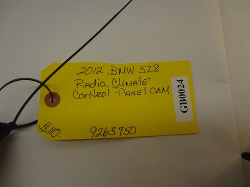 2012 BMW 528I Radio Climate Control OEM 9263750 GB0024 - Picture 2 of 6