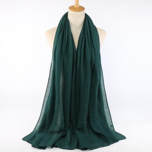 Fashion Soft Cotton Scarf Pleated Crinkle Women's Hijab Muslim Head Wrap Shawls - Picture 24 of 34