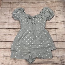 Womens Size Medium Boho Off Shoulder Romper Double Layer Short Jumpsuit New