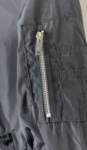 Woman’s Metal Style Black Bomber Jacket Full Zip Grommets Lace Up Sides NWT - Picture 6 of 8