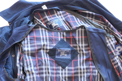 Burberry Gabardine Double Breasted Trench Coat Dark Blue Men's - Picture 19 of 22