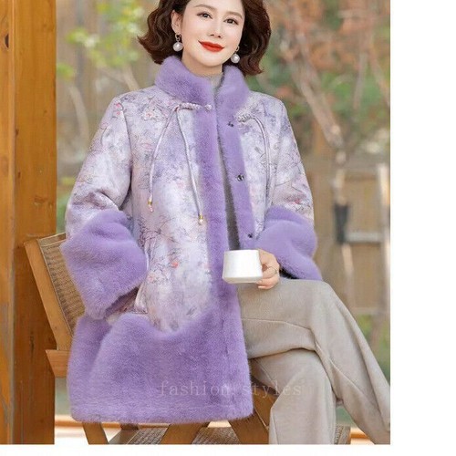 Nuevo Abrigo Estilo Chino Invierno Medio Largo Piel Visón Mujer Gruesa Cálida Chaqueta de Piel - Imagen 3 de 26
