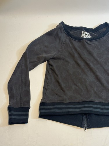 Pam & Gela Track Set Women's Size P Small Black  Zipper Detailed Tapered Cheetah - Picture 15 of 23