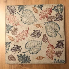 Leaves Leaf Ceramic Trivet Square Tile Made in Italy - 5-75 x 5.75 Inches
