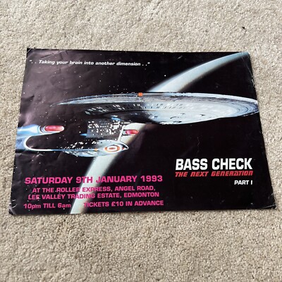 Bass Check Next Generation Part 1 Star Trek Enterprise London rave flyer 1993 A4