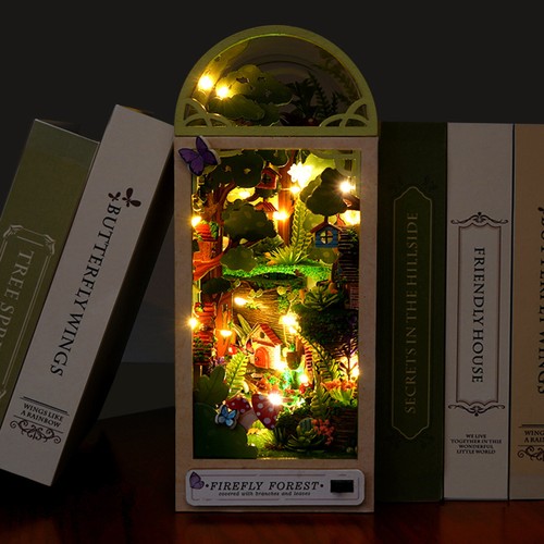 Kit puzzle in legno fai da te Book Nook 3D angolo libri kit modello casa delle bambole kit con LED - Foto 28 di 70