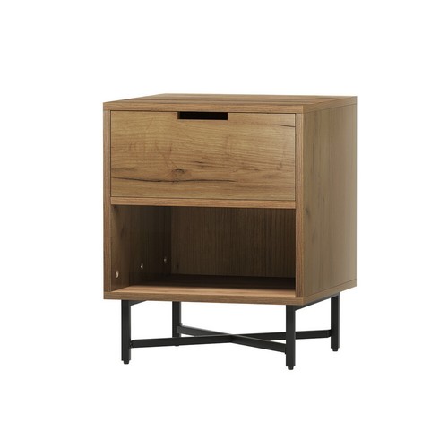 Artiss Bedside Table Drawers Side Table Shelf Storage Nightstand Rust Oak KRAVU - Picture 2 of 8