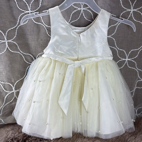 (N2) Cinderella Baby Tulle Dress with White Pearls,in Pearl,Baby Girl, Sz 12 M - Picture 5 of 13
