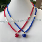 4mm Round Jade Gem Smooth Beads & White Baroque Pearl Apple Pendant Necklace 18"