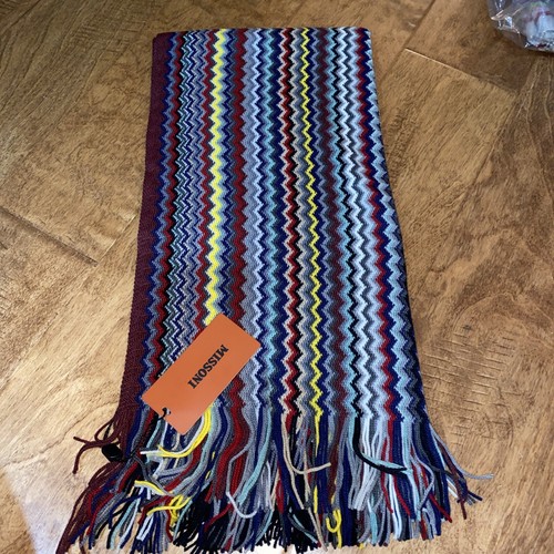 New Tags Nwt Missoni Multicolor Scarf Zigzag Striped Stripes - Picture 3 of 6