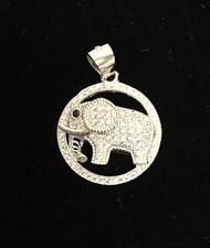 NEW STERLING SILVER 925  CZ CRYSTAL GLITZ PAVE ELEPHANT CHARM,PENDANT