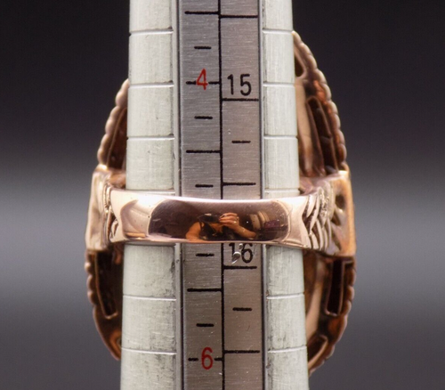 Purple Mojave Turquoise Copper Cocktail Ring Thailand Signed NK Size 5 Big Pear - Picture 12 of 12