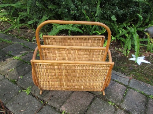 LUSTIGER VINTAGE TIKI KORBGEFLECHT & BAMBUS ZEITSCHRIFTENHALTER HANDTUCHHALTER - Bild 2 von 7