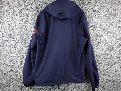 Official League Captains Navy Blue Softshell Jacket Men's Size L Full Zip Hooded - Picture 11 of 12