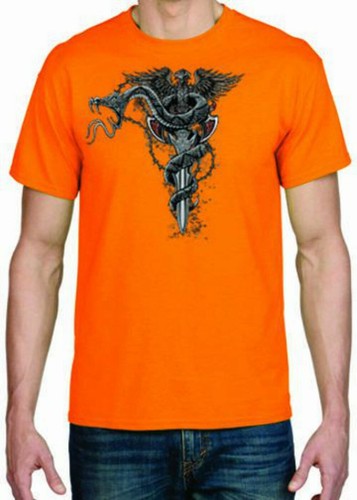 Erwachsene DryBlend® T-Shirt - ( DRACHENRASSEL SCHLANGENSCHWERT - BIKER / CHOPPER / SNAKE ) - Bild 21 von 41