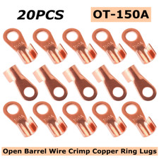 20PCS Open Barrel Wire Crimp Copper Ring Lugs Terminal Connectors OT-150A