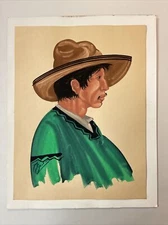 G Rosales Original Painting Man In Green Poncho