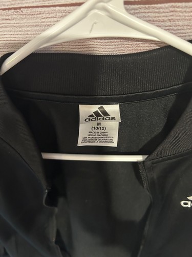 Adidas YOUTH MEDIUM Black Track Zip Jacket Size 10/12 - Picture 4 of 5