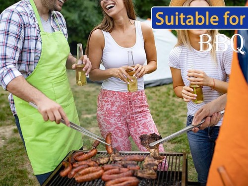 18" Heavy-Duty BBQ Tongs - Extra Long Stainless Steel Grilling Tweezer Set of 2 - Picture 8 of 8