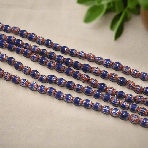 Chevron Designer Oval Beads Size 6x5 mm, Pack Of 2 StringS - Picture 4 of 8