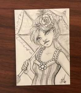 ACEO-Original-Fantasy-Sketch-Drawing-FoGG-atc-card-2-5-x-3-5-Victorian-Sketch