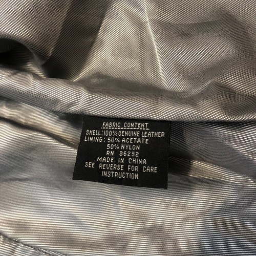 GALLERY Black 100% GENUINE LEATHER Jacket Coat Size - Medium Silver Gray Lining - Picture 8 of 9