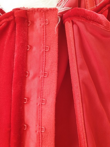 Shirley of Hollywood Plus Size 38 Strapless Red Velvet Bustier Basque Corset - Picture 9 of 18