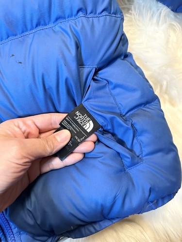 THE NORTH FACE BOYS 550 REVERSIBLE BLUE DOWN PUFFER JACKET COAT SIZE L - Bild 4 von 14