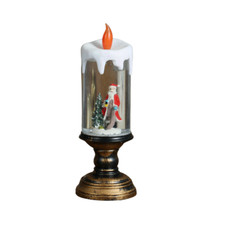 SINT Bronze Snow Globe Lantern with Snowman Scene, USB/Battery Operated