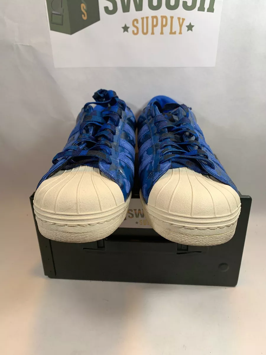 Adidas Superstar 80v 80 Undefeated Bape Blue Camo Used Sz 12.5 S74775
