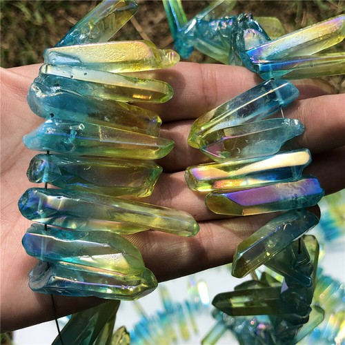50g AB titanium rainbow aura lemurian quartz crystal point gem rock reiki - Picture 7 of 8