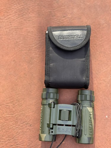 2 Bushnell Black Small Compact Pocket Binocular 8x21 378 ft 1000 yds with Case - Picture 4 of 15