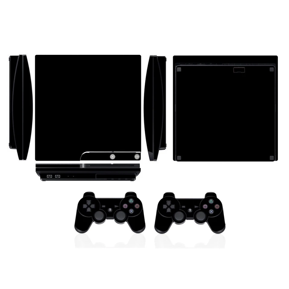 10 Pure Clean Solid Skin Sticker for PS3 PlayStation 3 Slim & 2 controller skins - Image 2 of 4