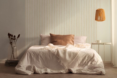 Papel pintado de fieltro madera escandinava paneles acústicos pared de láminas beige marrón gris - Imagen 50 de 62