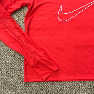 Womens Nike Dry Long Sleeve Running Top Red Size Large L