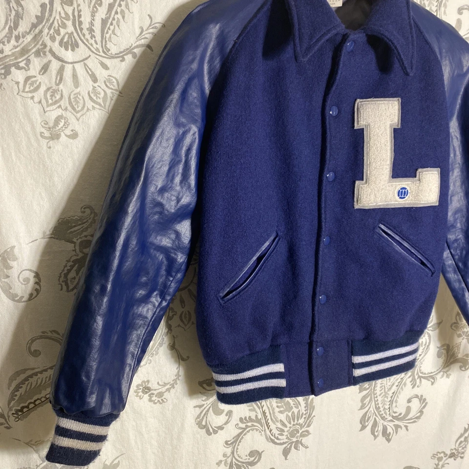 Vintage Howe Snap Button Varsity Jacket Wool Size 36 Blue Made In Usa - Image 4 of 4