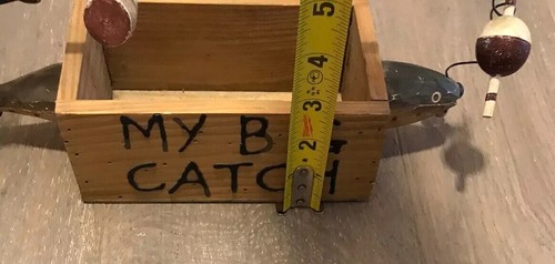 Fishing Bait Box Bass With Lure & Fishing Pole Decorative Handmade Very Unique! - Picture 7 of 8