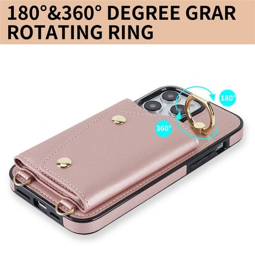 For iPhone 16 15 14 13 12 11 Pro Max 8 Plus Leather Wallet Case Ring Stand Cover - Picture 92 of 96