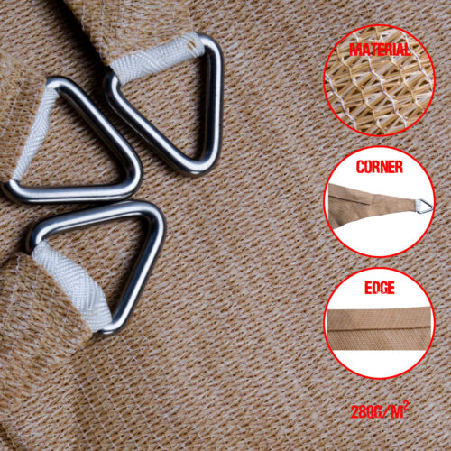 Extra Heavy Duty Shade Sail - Sand Right Angle Triangle 4m x 5m x 6.4m, 4x5x6.4m - Picture 2 of 5