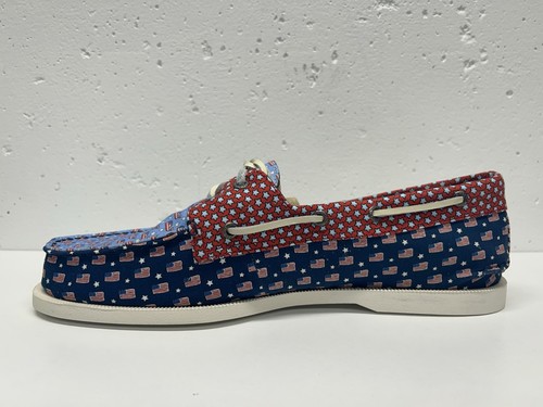 NIB Vineyard Vines Sperry Americana 2- Eye Boat Mens Loafers Shoes Sz 12 USA Red - Picture 2 of 8