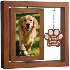 Dog Memorial Gifts, Rotating 4x6 Wooden Picture Frame, Pet Loss Sympathy Gift